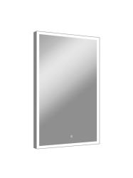 Зеркало Континент "Frame Silver Led", 70х100 см, с LED/ЛЕД-подсветкой, цвет рамы: серебро, прямоугольное, выключатель сенсорный, для ванны, навесное/подвесное/настенное