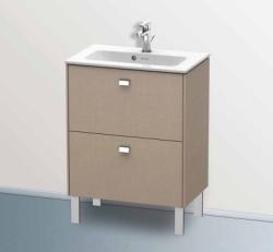 Тумба под раковину Duravit Brioso, 58,4х38,9х44,2 см, подвесная, 2 выдвижных ящика, ДСП, цвет: лен/хром, шкафчик навесной, механизм доводчика, прямоугольная, правая/левая, в ванную комнату