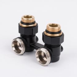 Узел нижнего подключения Delta угловой G 3/4 x 1/2 D=50 MM (Ral 9005) черный 32550220