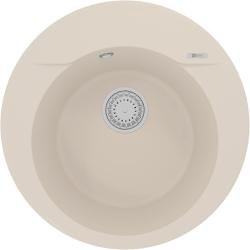 Мойка кухонная Lemark SULA 500, 50х50х19,7 см, врезная, кварцгранит, круглая, цвет шампань, без отверстия под смеситель, без крыла, слив-перелив, врезная в столещницу, для кухни