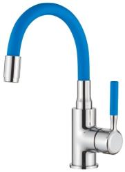 Смеситель для кухни/мойки Accoona, однорычажный, поворотный/гибкий, керамический, длина излива 300 мм, латунь, цвет синий/хром