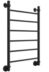 Полотенцесушитель Двин J 80/50, водяной (1"-1/2" К3  черный матовый), универсальное подключение, нержавеющая сталь, настенный, форма лесенка, цвет черный матовый, к отоплению и ГВС, для отопления, обогрева в ванной