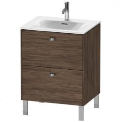 Тумба под раковину Duravit Brioso, 62х47,9х68,5 см, напольная, цвет: орех темный/хром, 2 выдвижных ящика, ДСП, прямоугольная, левая/правая, в ванную комнату