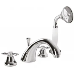 Смеситель для ванны/душа Cezares Nostalgia, на борт ванны, двухвентильный, неповоротный, длина 200 мм, керамический, латунь, цвет хром