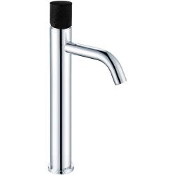 Смеситель для раковины/умывальника Boheme Stick, однорычажный, неповоротный, керамический, высокий, длина излива 135 мм, латунь, цвет хром/черный