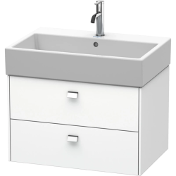 Тумба под раковину Duravit Brioso, 68,4х45,9х44,2 см, подвесная, 2 выдвижных ящика, ДСП, цвет: белый матовый/хром, шкафчик навесной, механизм доводчика, прямоугольная, правая/левая, в ванную комнату