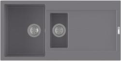 Мойка кухонная Longran Enigma, 100х50х20 см, две чаши, врезная, искусственный гранит, прямоугольная, цвет крома, без отверстия под смеситель, с крылом, слив-перелив, врезная в столещницу, для кухни