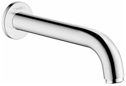 Излив на ванну Hansgrohe Vernis Blend без переключателя на душ, настенный, неповоротный, латунь, хром, округлый, длина излива 20,4 см, встраиваемый/встроенный, для смесителя/ванны/ванной/душевой