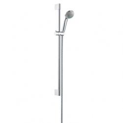 Душевой гарнитур Hansgrohe Crometta 85 Mono Green, высота 66,9 см, комплект: ручной душ/душевая штанга/шланг для душа/ползунок, пластиковый, цвет хром, наружного монтажа, настенный, для душа/ванной