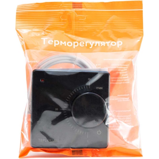 Терморегулятор механический Теплолюкс LC 001 16 А (3,6 кВт), цвет черный, дисковое управление, для теплого пола 100023498000