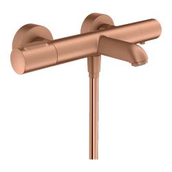 Смеситель для ванны Axor Citterio M, термостатический, внешнего/наружнего монтажа, настенный, неповоротный, латунный, длина излива 18 см, цвет шлифованное красное золото, без душевого шланга/лейки