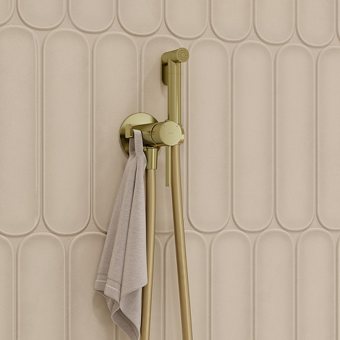 Смеситель с гигиеническим душем IDDIS Axes встраиваемый, однорычажный, керамический, без излива, с гибким шлангом/лейкой, латунь, цвет золото матовое 005MGR0i08