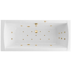 Ванна Excellent Aquaria Lux Slim ULTRA, 180х80 см, акриловая, цвет- белый/золото, (с гидромассажем), с каркасом, прямоугольная, правосторонняя/левосторонняя, правая/левая, универсальная, приставная/встраиваемая