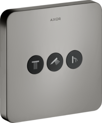 Вентиль Axor ShowerSelect softsquare запорный/переключающий, для 3 потребителей, скрытого монтажа, настенный, 17х17 см, квадратный, латунь, цвет: полированный черный хром, встраеваемый/встроенный, для ванны/душа