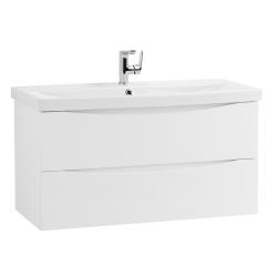 Тумба под раковину BelBagno Marino-Cer 90, 90х45х55 см, подвесная, 2 выкатных ящика, МДФ, цвет: белый глянцевый, шкафчик навесной, механизм доводчика, прямоугольная