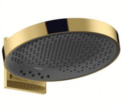 Верхний душ Hansgrohe Rainfinity 360 3jet, настенный монтаж, круглый, с 3 режимами: PowderRain, Intense PowderRain, RainStream, размер 36 см, алюминий, цвет полированное золото/графит