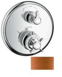 Смеситель для душа Axor Montreux Ecostat E, с запорным/переключающим вентилем, термостатический, с крестообразной рукояткой, скрытого/настенного монтажа, без излива/шланга/лейки, круглый, латунный, цвет полированная медь, с термостатом Смеситель для душа Axor Montreux Ecostat E, с запорным/переключающим вентилем, термостатический, с крестообразной рукояткой, скрытого/настенного монтажа, без излива/шланга/лейки, круглый, латунный, цвет полированная медь, с термостатом