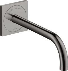 Смеситель для раковины AXOR Uno², электронный, сенсорный, инфракрасный, настенный/скрытый монтаж, фиксированный излив, длина 22,5 см, латунь, цвет полированный черный хром, питание от сети 230V