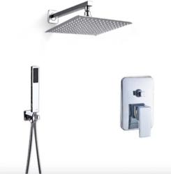 Душевая система ALMAes Leine, встраиваемая, цвет хром, комплект: однорычажный смеситель/тропический душ (с верхней лейкой)/ручной душ/шланг, встраиваемая в стену