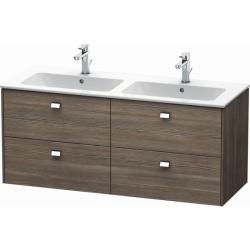 Тумба под раковину Duravit Brioso, 129х47,9x55,3 см, подвесная, 4 выдвижных ящика, ДСП, цвет: сосна терра/хром, шкафчик навесной, механизм доводчика, прямоугольная, правая/левая, в ванную комнату