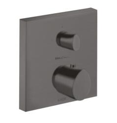 Смеситель для душа Axor Starck Organic, с запорным вентилем, термостатический, скрытого монтажа, настенный, без излива/шланга/лейки, квадратный, латунный, цвет шлифованный черный хром, с термостатом, встроенный/встраиваемый/термостатный