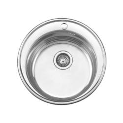 Мойка Ledeme 51х51х18 см врезная с сифоном 3 1/2" глянцевая, хром, круглая L85151