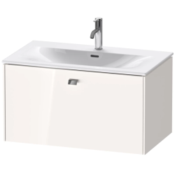 Тумба под раковину Duravit Brioso, 82х47,9х44,4 см, подвесная, 1 выдвижной ящик, ДСП, цвет: белый глянец/хром, шкафчик навесной, механизм доводчика, прямоугольная, правая/левая, в ванную комнату