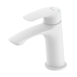 Смеситель для раковины/умывальника Milardo Rora, однорычажный, неповоротный, керамический картридж, длина излива 117 мм, латунь, цвет белый матовый