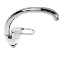 Смеситель для кухни/мойки Accoona, однорычажный, поворотный, керамический, длина излива 237 мм, цинк, цвет хром