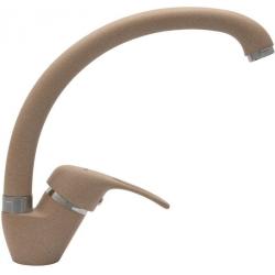 Смеситель для кухни Florentina Омега, однорычажный, поворотный, керамический, с высоким С-образным изливом, высота излива 24,2 см, латунь, цвет песочный