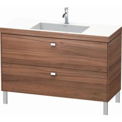 Тумба c раковиной Duravit Brioso, 120х48х70,1 см, напольная, 2 выдвижных ящика, ДСП, цвет: орех матовый/хром /Vero Air, мебельная, прямоугольная, цвет белый, фарфоровая, 1 отверстие под смеситель, без перелива