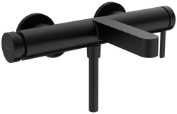 Смеситель для ванны Hansgrohe Finoris настенный, наружнего/внешнего монтажа, однорычажный, неповоротный, латунный, длина излива 19,4 см, керамический, цвет матовый черный, без душевого шланга/лейки, на 2 отверстия