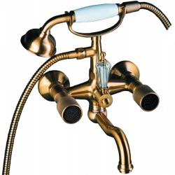 Смеситель для ванны/душа Boheme Royal Cristal Black, двухвентильный, настенный, керамический, поворотный, длина излива 215 мм, латунь, цвет бронза