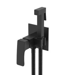 Смеситель с гигиеническим душем Raglo R01.52.06 встраиваемый, однорычажный, керамический, без излива, с гибким шлангом/лейкой, латунь, цвет черный