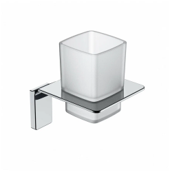 Подстаканник одинарный IDDIS Slide, настенный, сплав металлов/стекло, форма прямоугольная, для щеток в ванную/туалет/душевую кабину, цвет хром