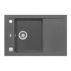 Мойка кухонная ALVEUS FORMIC 30 GRANITAL STEEL-G04M 76x50x20 см, врезная/встраиваемая сверху, с крылом, искусственный гранит, прямоугольная, цвет сталь, с отверстием под смеситель и под кнопку клапана-автомата