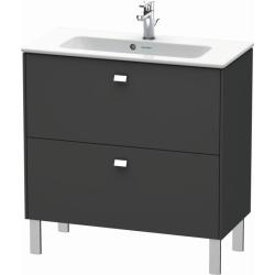 Тумба под раковину Duravit Brioso, 82х38,9х68,3 см, напольная, цвет: графит матовый/хром, 2 выдвижных ящика, ДСП, прямоугольная, левая/правая, в ванную комнату