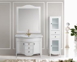 Пенал Cezares Sofia, 43х135х36 см, напольный, правый, 2 распашные дверцы/2 выдвижных ящика, цвет белый матовый, в ванную комнату