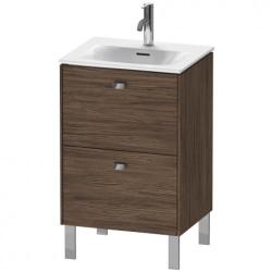 Тумба под раковину Duravit Brioso, 52х41,9х68,5 см, напольная, цвет: орех темный/хром, 2 выдвижных ящика, ДСП, прямоугольная, левая/правая, в ванную комнату