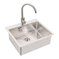 Мойка кухонная ALVEUS QUARTO 10 BRS-90 55х48х19 см, слив 90, врезная/встраиваемая сверху, без крыла, нержавеющая сталь, прямоугольная, цвет нержавеющая сталь (BRS), 1 отверстие под смеситель