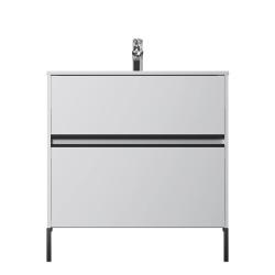 Тумба под раковину AM.PM Sense 80, 800x465x685 мм, подвесная/напольная, цвет белый глянец/черная ручка, 2 выдвижных ящика, под раковину/умывальник, прямоугольная, универсальная