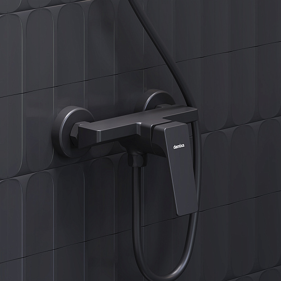 Смеситель для душа Damixa Merkur однорычажный, керамический, настенный, без излива/шланга/лейки, латунь, цвет черный