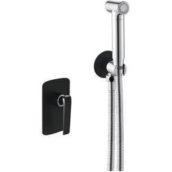 Гигиенический душ ROSE со смесителем/лейкой, для унитаза/биде, однорычажный, скрытого монтажа/встраиваемый, настенный, керамический, латунь, цвет черный/хром