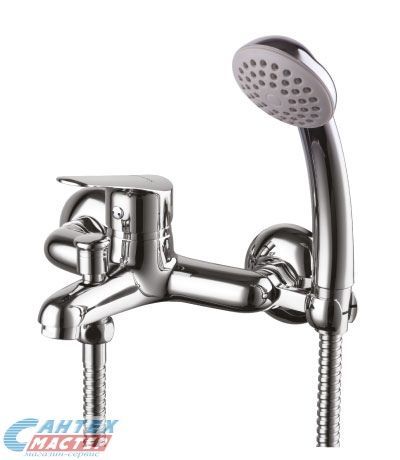 Смеситель для ванны/душа Lemark Partner однорычажный, керамический, настенный, излив фиксированный 154 мм, с гибким шлангом, душем/лейкой, латунь, цвет хром, короткий, универсальный, горизонтальный, рычажный, кран, комплект, сантехника, размер