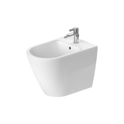 Биде напольное Duravit D-Neo 37х58х40 см, цвет белый, керамика, овальное, горизонтальный выпуск (в стену), слив-перелив, 1 отверстие для смесителя