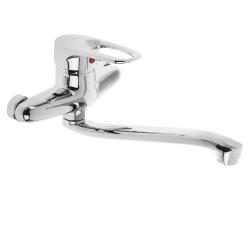 Смеситель для кухни/мойки Accoona, однорычажный, настенный, поворотный, керамический, длина излива 250 мм, латунь, цвет хром