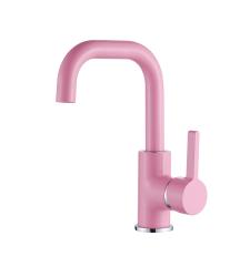 Смеситель для раковины/умывальника Accoona, однорычажный, неповоротный, керамический, длина излива 139 мм, латунь, цвет розовый