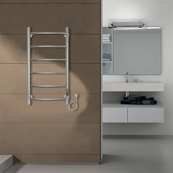 Полотенцесушитель электрический Azario VERONA 400/800, 6 секций, форма лесенка, цвет хром, электрический. 70-200 Вт. расположение диммера справа, с вилкой, нержавеющая сталь