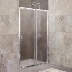 Душевая дверь BelBagno Unique, 125х190 см, текстурное стекло/профиль хром, в нишу, универсальная установка, закаленное стекло, раздвижная