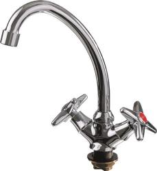 Смеситель для кухни/мойки LEDEME, двухвентильный, поворотный, латунный, длина излива 167 мм, латунь, цвет хром